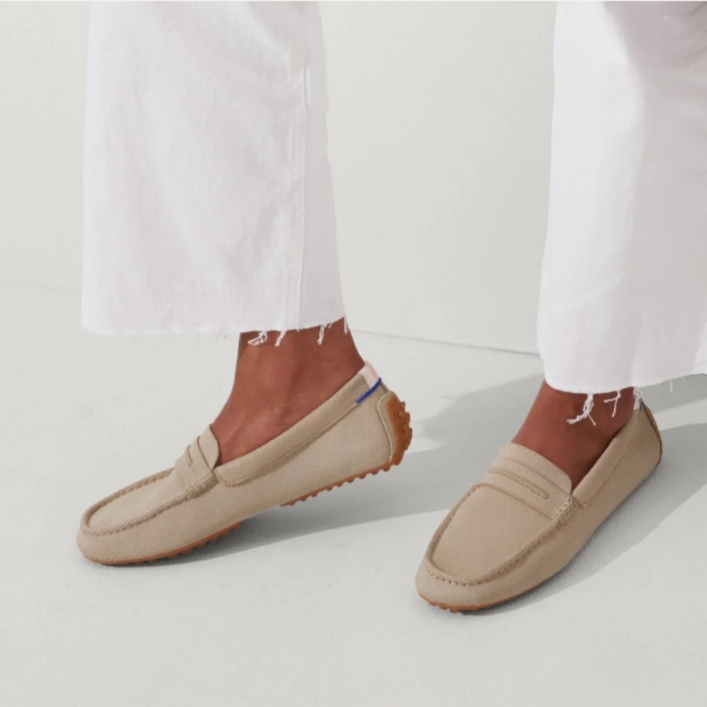 Rothy's Tan Canvas Moccasin Driving Loafers